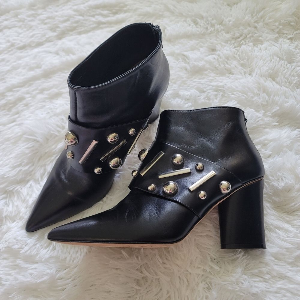 Donald J. Pliner Black Ankle Boots with Silver Studs